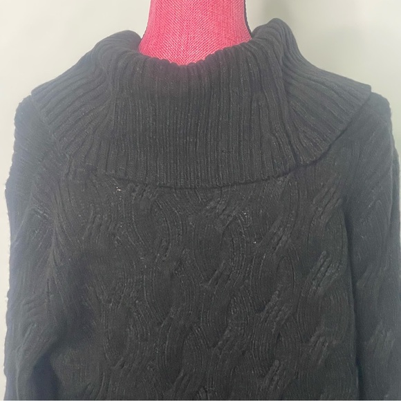 Calvin Klein black cowl neck classic pullover chain stitch sweater Size L - Picture 8 of 14
